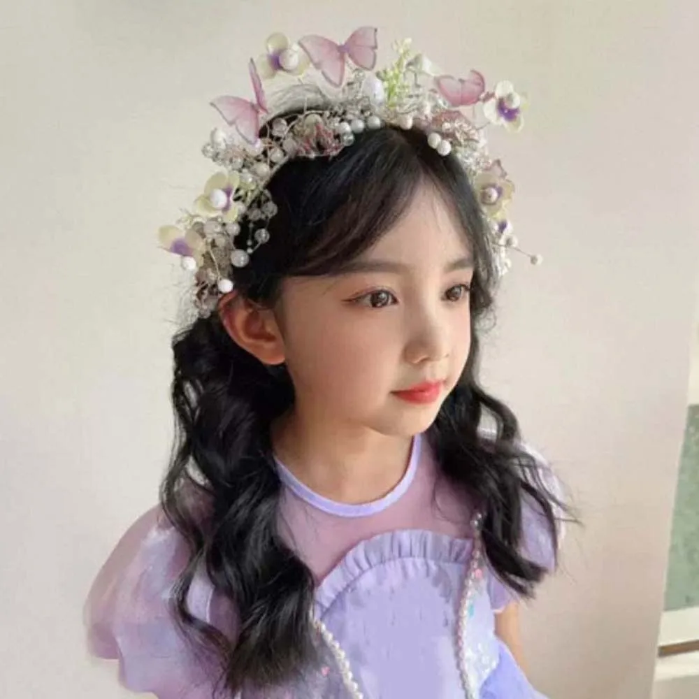 

Bohemia Style Butterfly Fairy Hair Hoop Simulation Flower Silk Ribbon Girls Garland Hair Ornaments Adjustable Wreath Headband