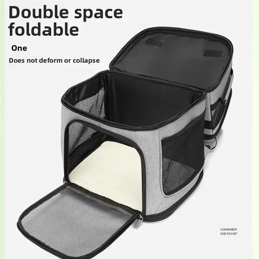 Double-Compartment Pet Carrier Backpack Two Cat Backpacks Foldable Oxford Cloth Dog Bag Super Ventilated Outdoor Bags