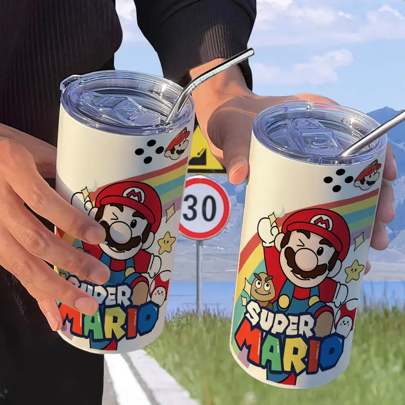 Super Mario Coffee High-Looking Stainless Steel 420ML Insulated Cup Office Straw Tumbler