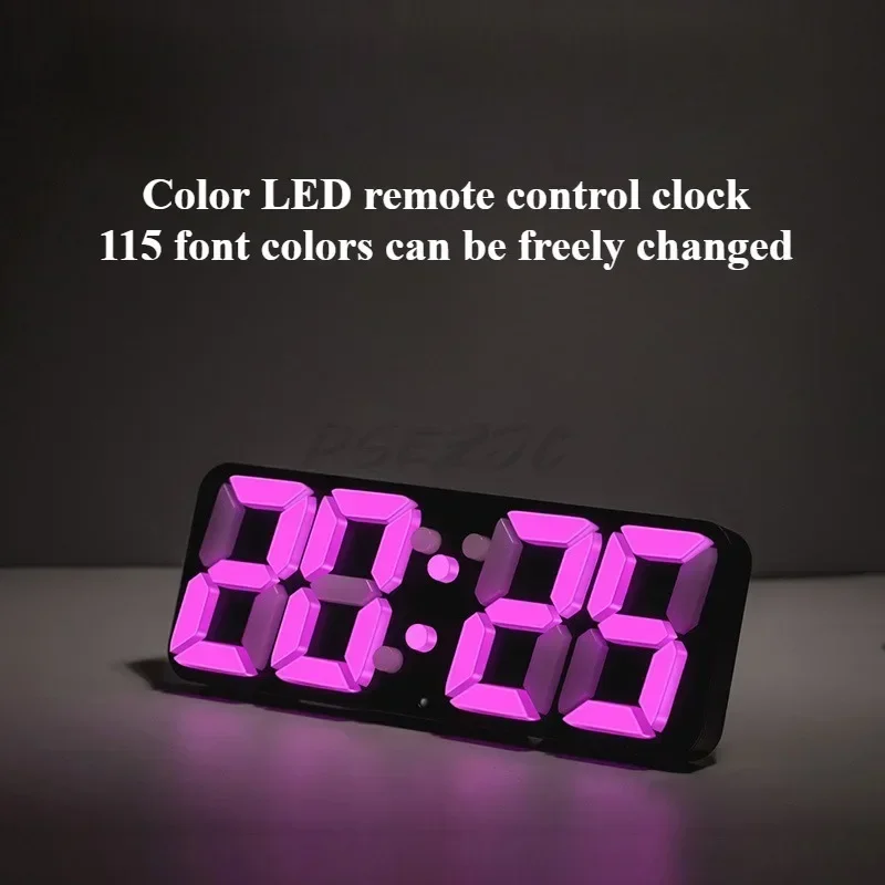 Household Creative 3D Stereoscopic Colorful Color Changing Alarm Clock LED Digital Wall Hanging Clock Alarm Clock