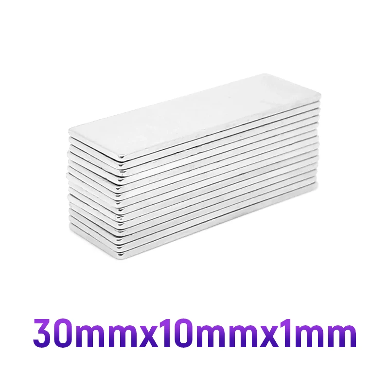 5~200PCS 30x10x1mm Neodymium Block Rectangular Magnets Super Strong Permanent Square Magnet Cube Imanes 30mm x 10mm x 1mm