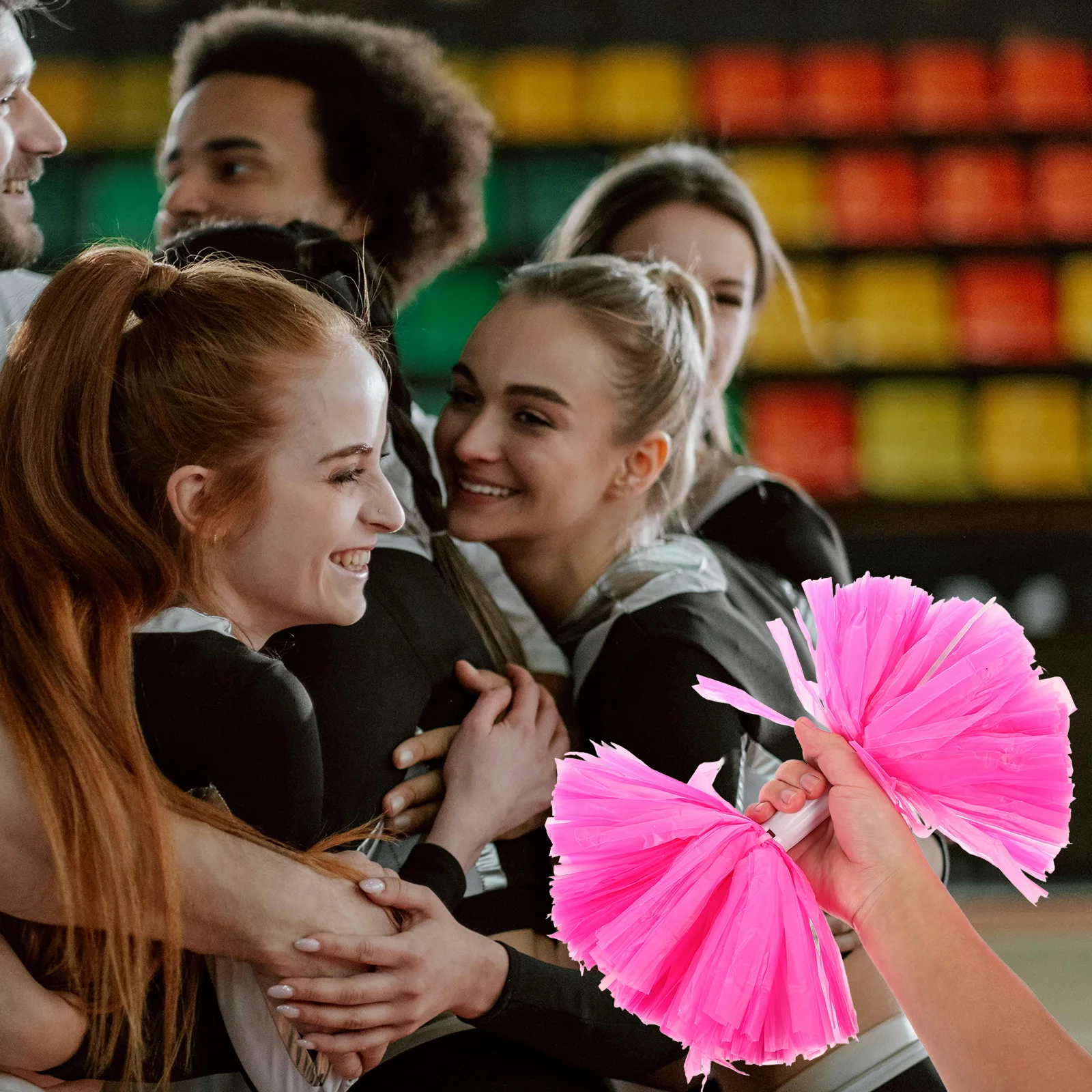

2Pcs Durable Cheerleading Pom Poms Pink for Sports Events Dance Performances Girls Adults Handheld Cheering Party Props