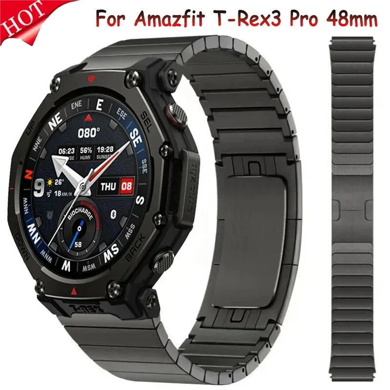 

Металлический ремешок 22 мм для Amazfit T-Rex3 Pro 48 мм/баланс 2-1, прочный браслет из нержавеющей стали для Huawei Watch GT6-5-4-3 аксессуары