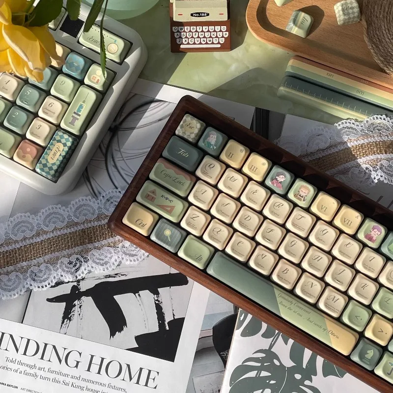 

Набор винтажных кейкапов MBTI Elegance, 140 клавиш, PBT, профиль Cherry, сублимация, милые мультяшные аниме-персонажи, DIY, оригинальный дизайн