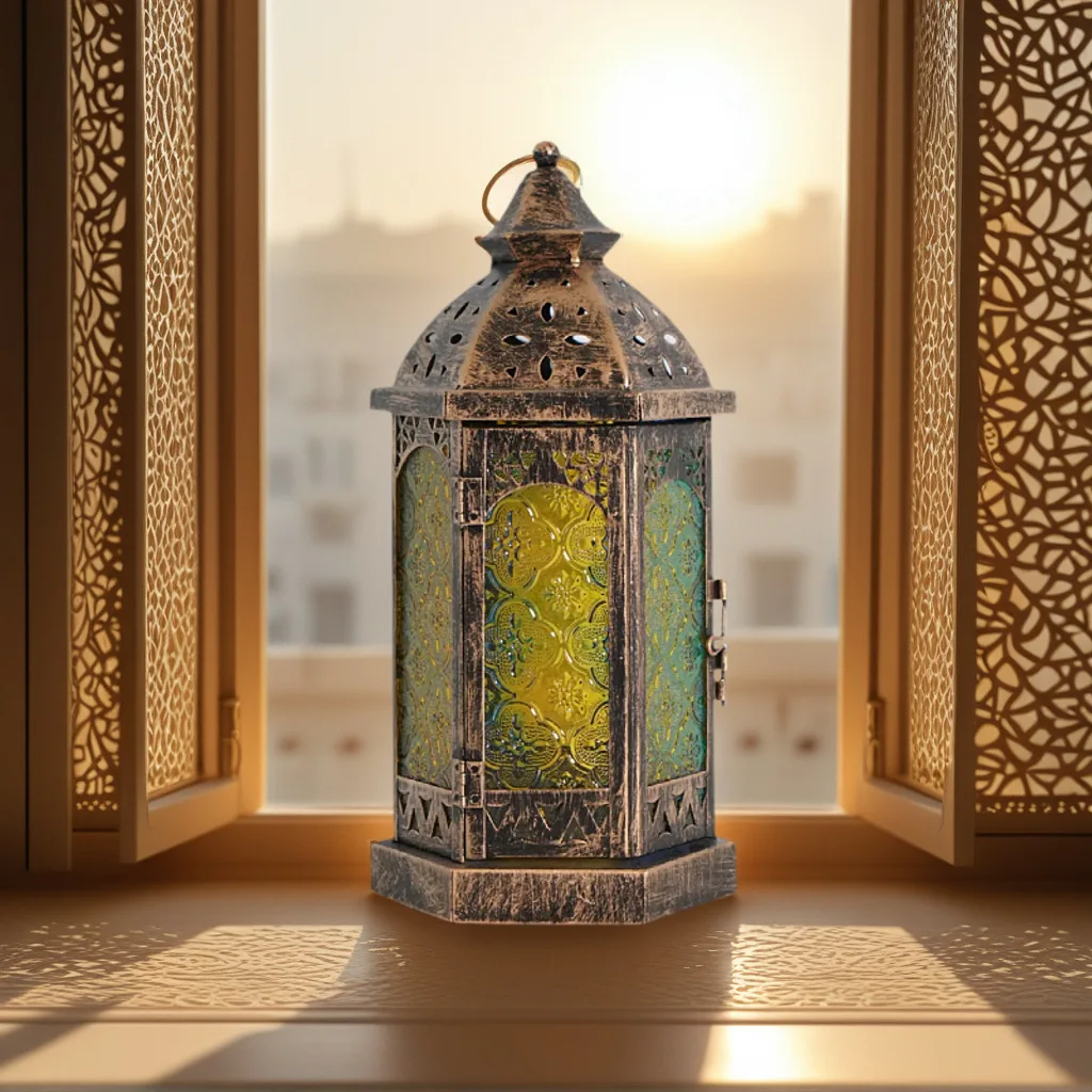 

New Moroccan wrought iron candlestick retro color lantern creative home decoration ornament can be sent on behalf of others