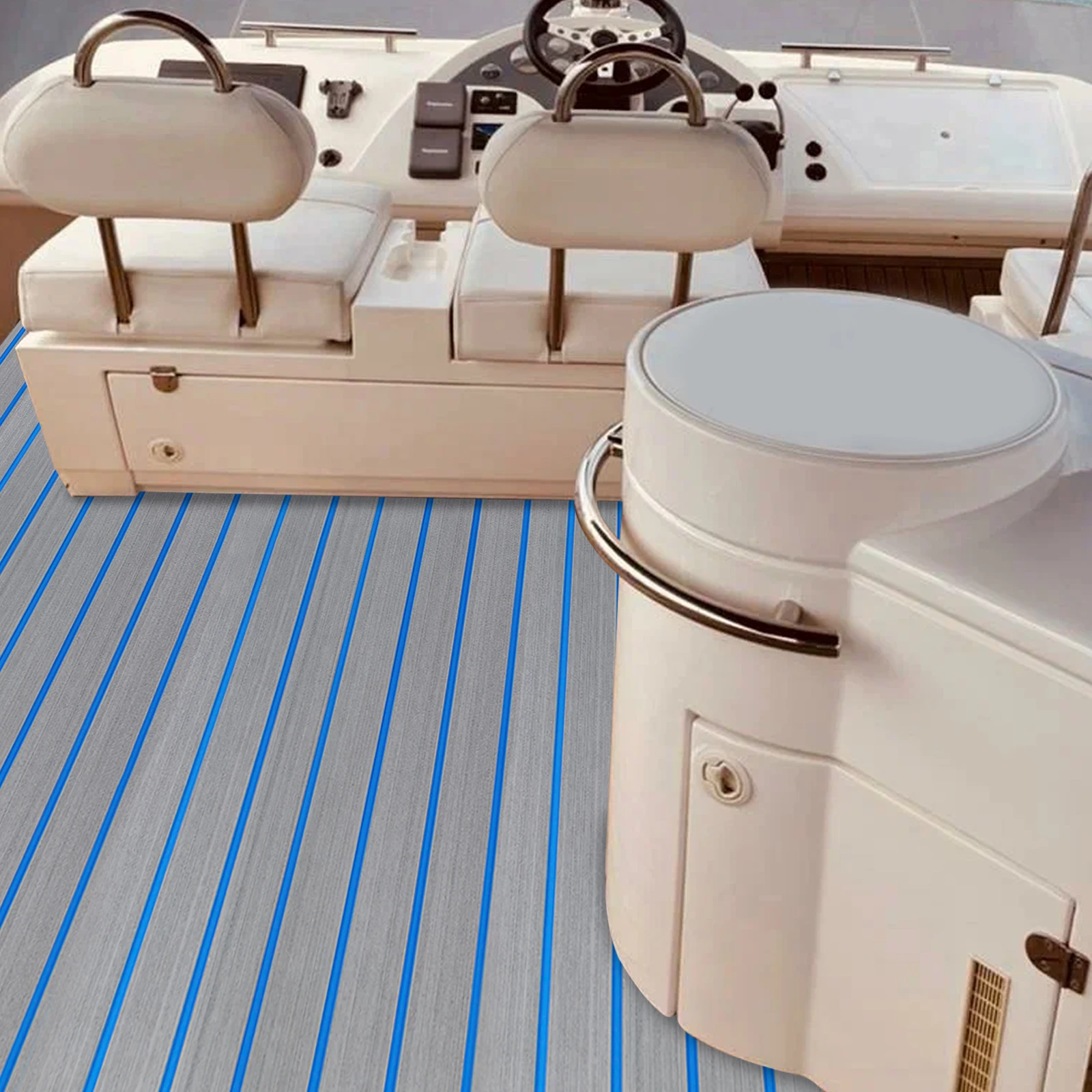 

Нескользящий самоклеящийся лист из ЭВА-пены, 240x60 см (95x24 дюйма), серо-голубой полосатый мат под искусственный тик для пола лодки, яхты