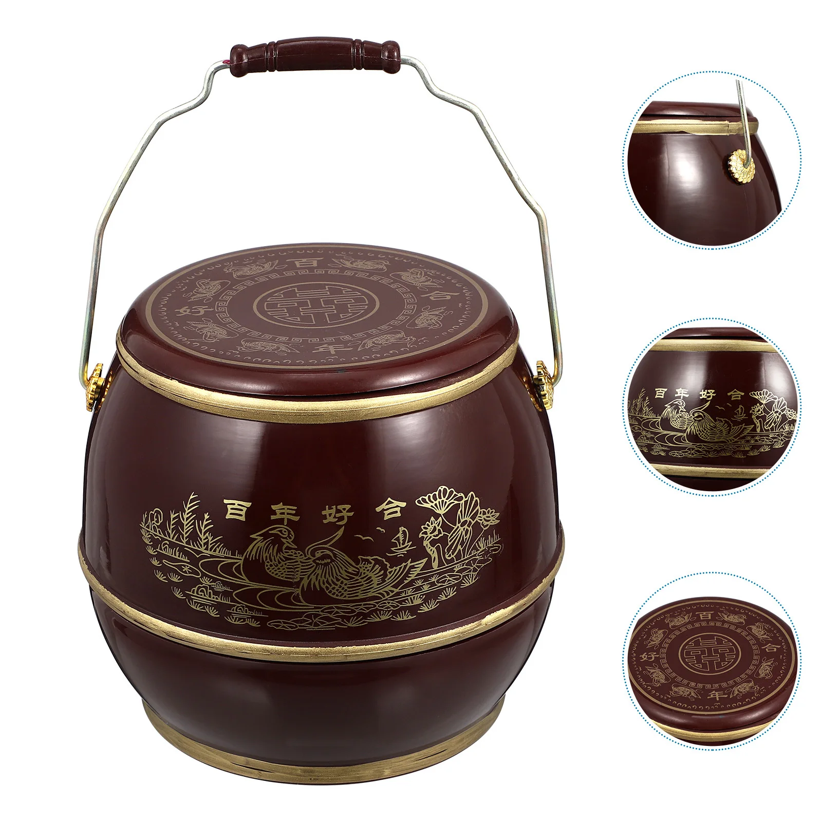 1 stks Chinese Stijl Plastic Ei Opslag Vat Emmer Draagbare Bruiloft Decoratie Snack Festival Organizer