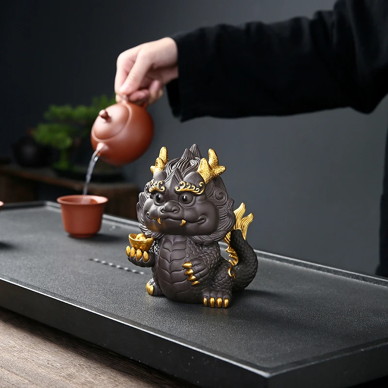 Dragon Treasure Purple Sand Tea Pet, Home Creative, Fortunate, Zodiac, Decoration Arts, Hand-raised