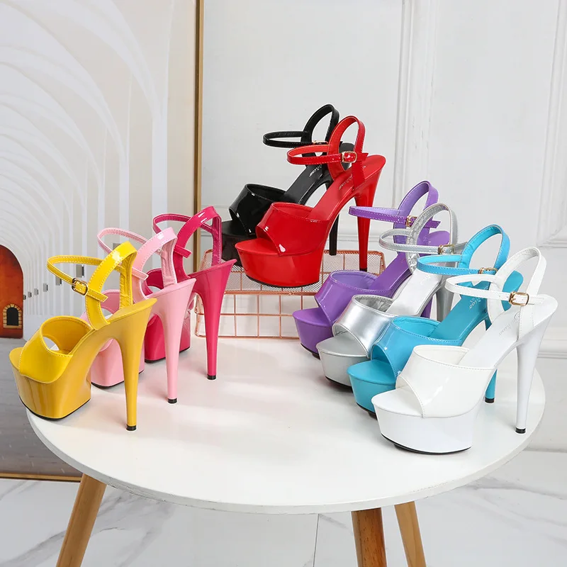

Women's Black Platform Sandals 15CM Thin High Heel Sexy Summer Party Nightclub Shoes LFD-8661-1