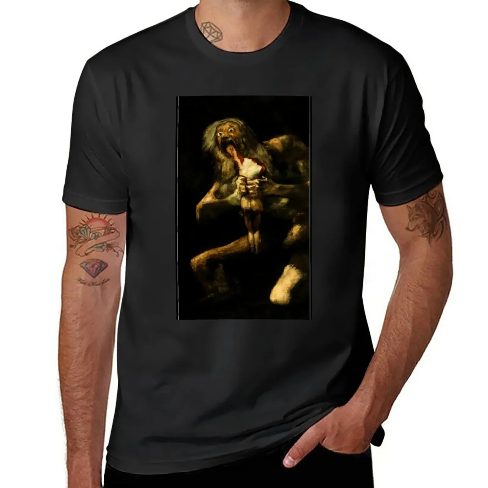 Saturn Devouring His Own Son - Francisco Goya T-Shirt funnys heavyweights customizeds Aesthetic clothing mens workout shirts