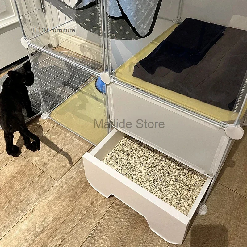 Cat Cages Home Indoor Cat Litter Box Integrated Cat House Simple Cat Villa Toilet Super Large Free Space Pet Products Cat Cage