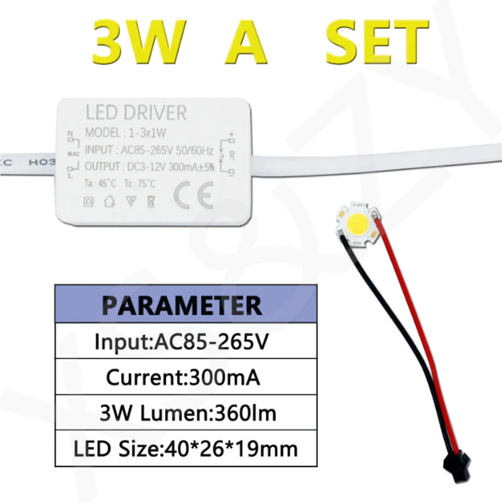 Imagem -06 - Driver Led e Chip de Grânulo da Lâmpada Led Downlight Spot Faça Você Mesmo Kit 3w 5w 7w 10w 300ma ac 85265v 10 Conjuntos