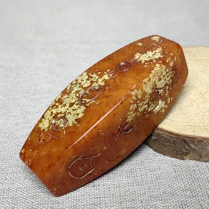 YIZHU CULTUER ART Size 6.9×2.4×2.4cm Chinese Old Jade Carved Auspicious Netsuke Pendant Ornament Collection