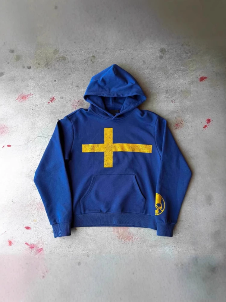 2025年新作プルオーバージャケット、ユニセックスプリントスウェットシャツ、フード付きレトロトレンド、ゆったりとした万能トップス