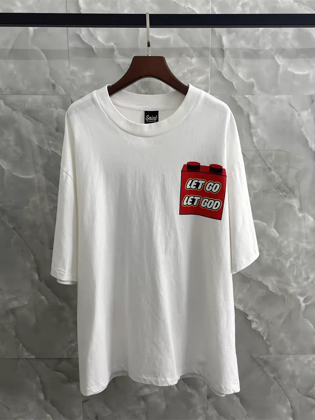 White LET GO LET GOD Saint T-Shirts Men Women Best Quality Heavy Fabric Unisex Tee T Shirt
