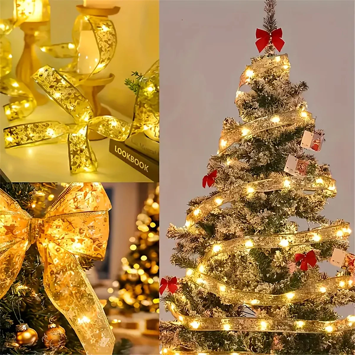 5/10 meter Christmas ribbon copper wire lamp, suitable for perfect wedding and Christmas decoration, Christmas tree decoration
