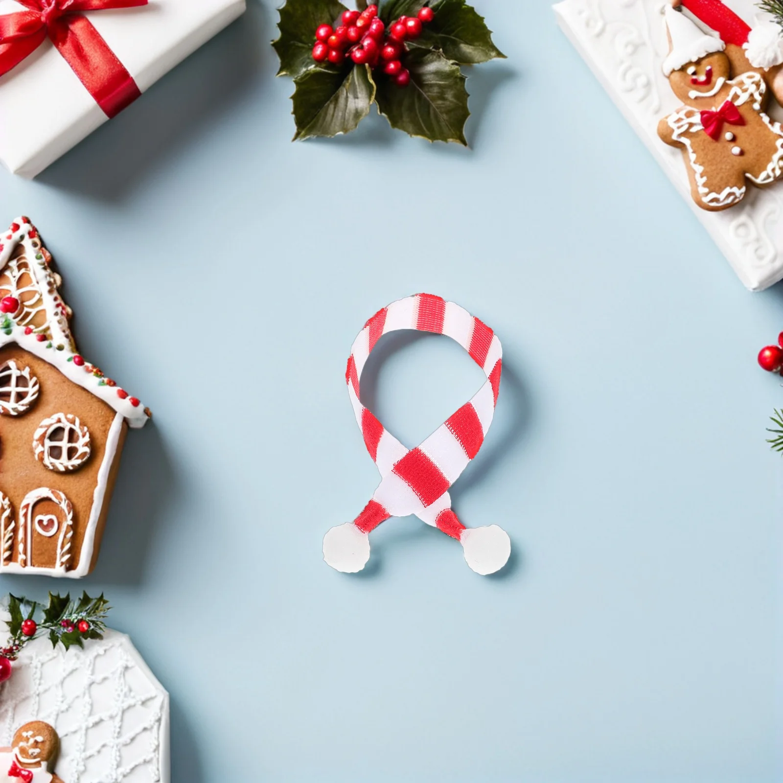 

20pcs Mini Christmas Scarf For 22Cm Knitted Stripe Snowman Wine Bottle Decor - Diy Craft Accessory Holiday Kitchen Bar