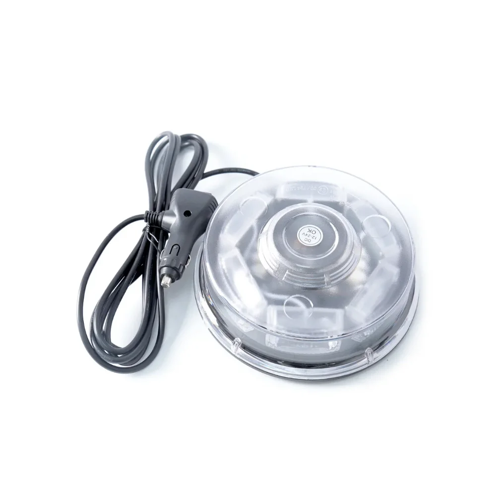 Round Magnetic LED Warning Strobe: Car-Mounted, Engineering Vehicles – 12-24V Universal, Safety Signal Light