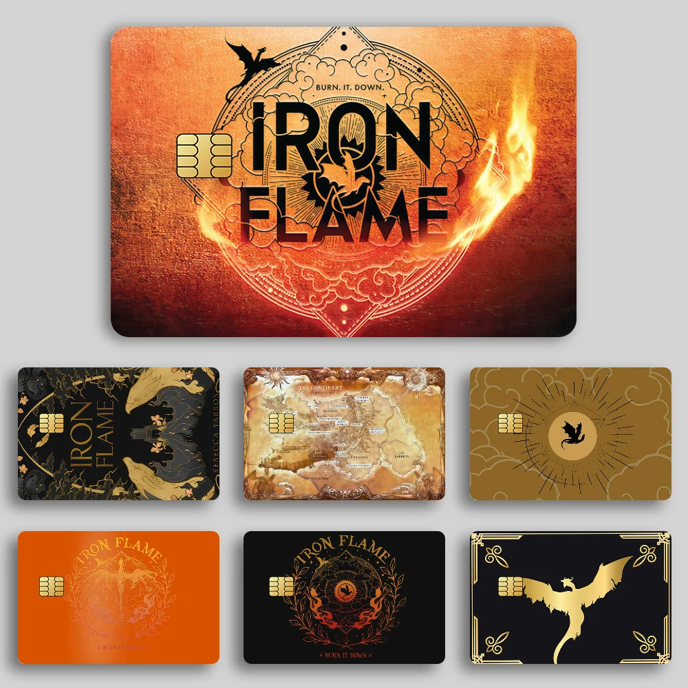 Bücher F-Fourth Wing Iron F-Flame K Film Skin Cover Kreditkartenaufkleber 4PCS Debit Front Dekoration Bank Bus Pass Wasserdicht