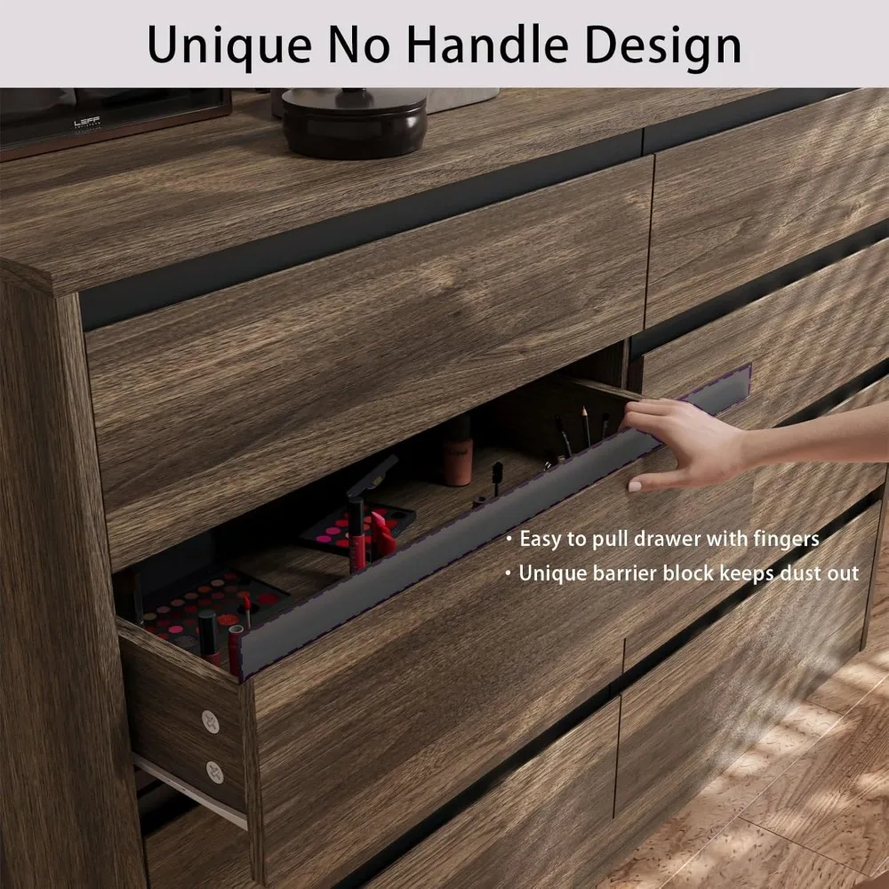 Commode en bois pour chambre à coucher, commode de proximité, 8 commodes MELDouble