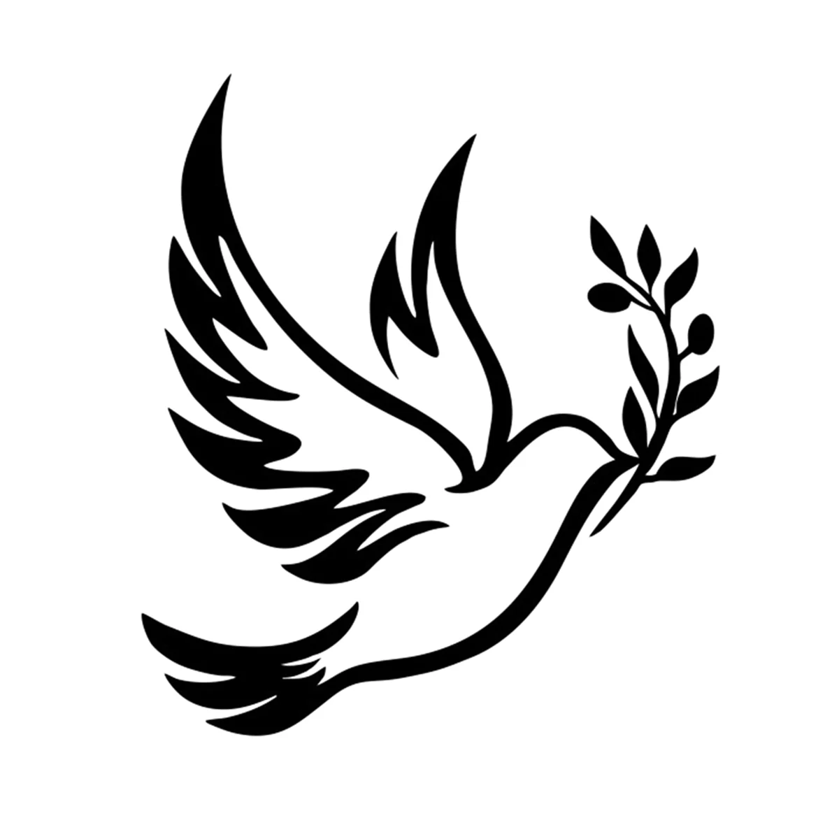 Dove of Peace Olive Branch Metal Wall Art - Olive Branches Peace Black Outline White Dove Metal Wall Decor