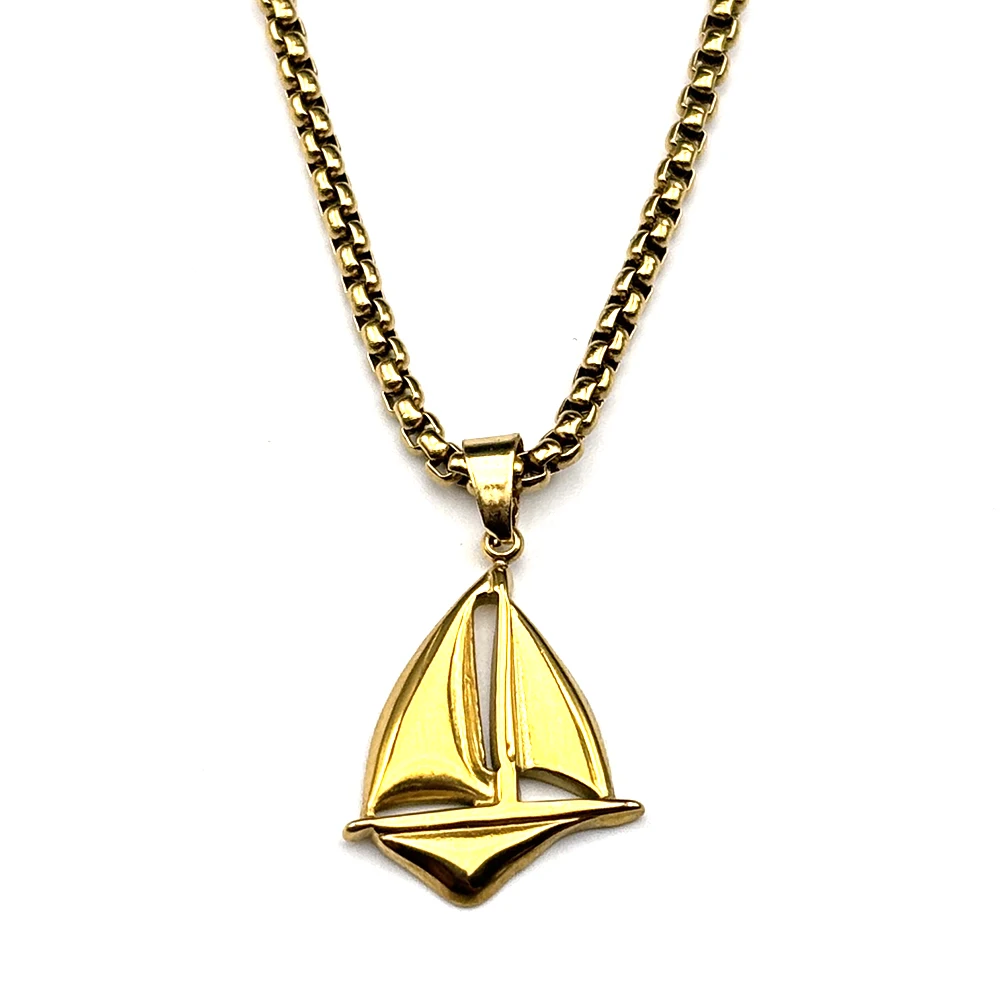 Navigations-Segelkette für Damen und Herren, Edelstahl, goldfarben, Hip-Hop, Sommer, Sport, Halskette, Schmuck, Geschenke – Detail 6