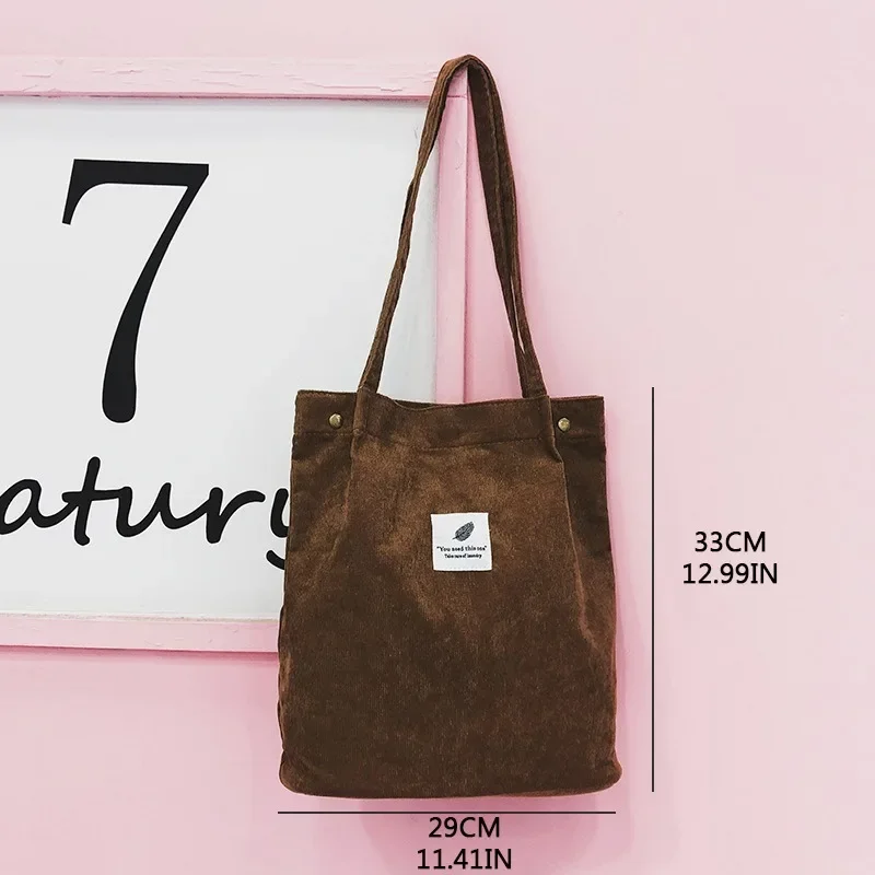 Fashion Women\'s Shoulder Bag Large Capacity Corduroy Shopping Bag Canvas Women\'s Bag Literary Leisure Shoulder Bag