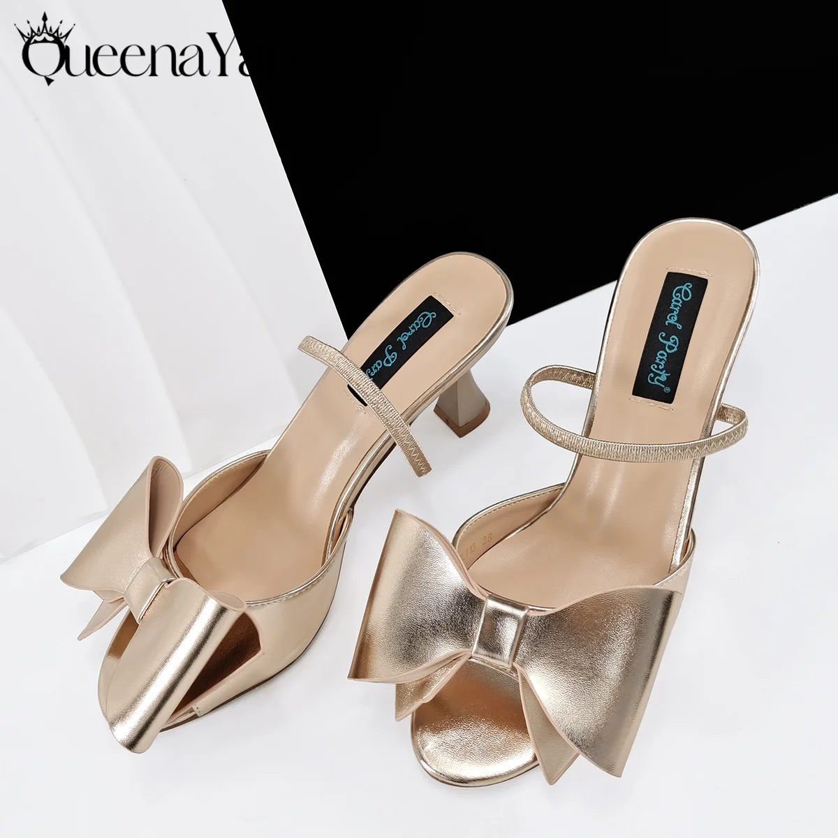 Queena Yan 2025 Summer New Design Special Italian Women Heel Shoes and Bag Set Royal Blue Color Comfortable Heels With Rhineston view 4