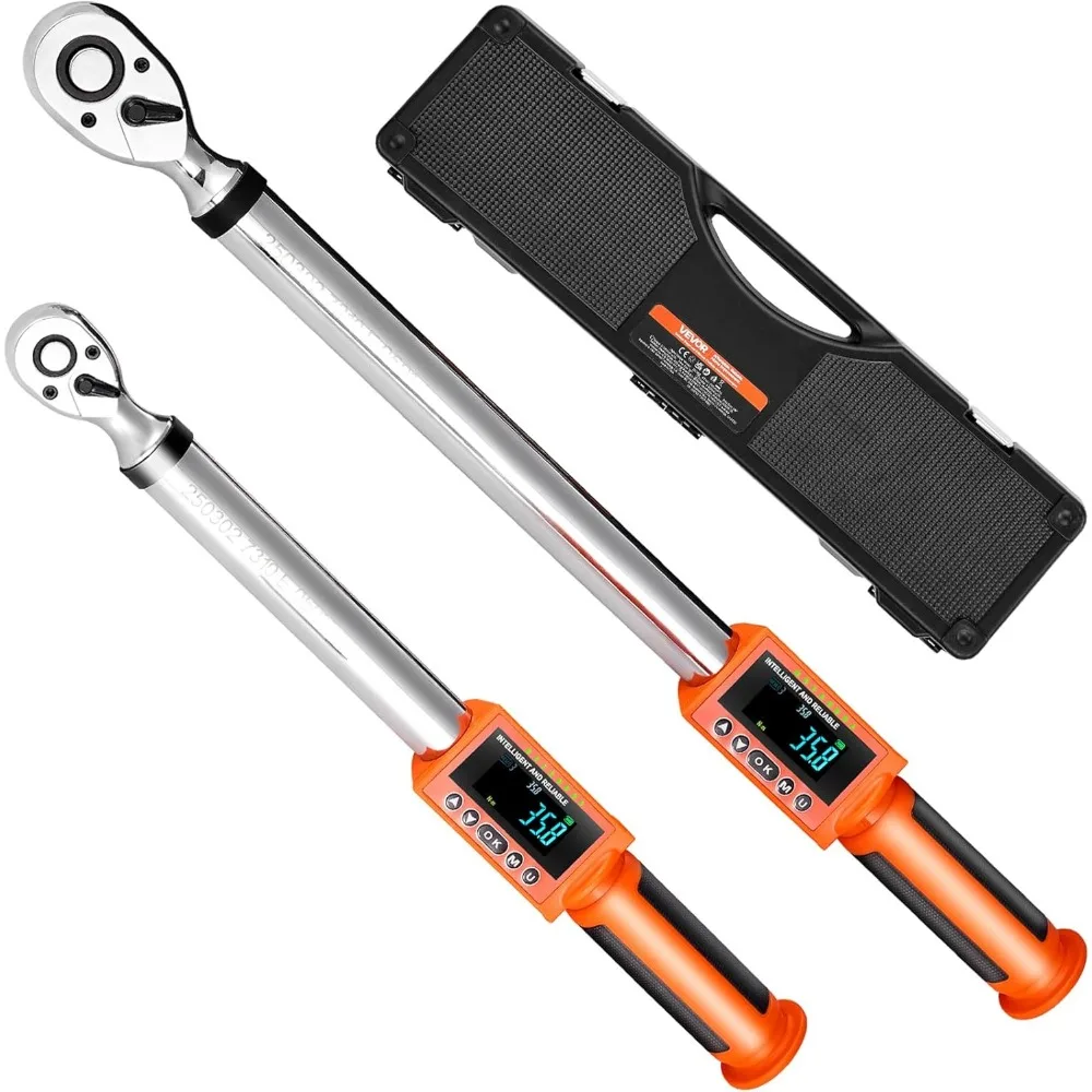 

Digital Torque Wrench 3/8 1/2 Inch Drive, 0-44.25FT.LB(0-60Nm)/0-162.26FT.LB(0-220Nm) ±2% Accuracy, Electronic Torque Wrench wi