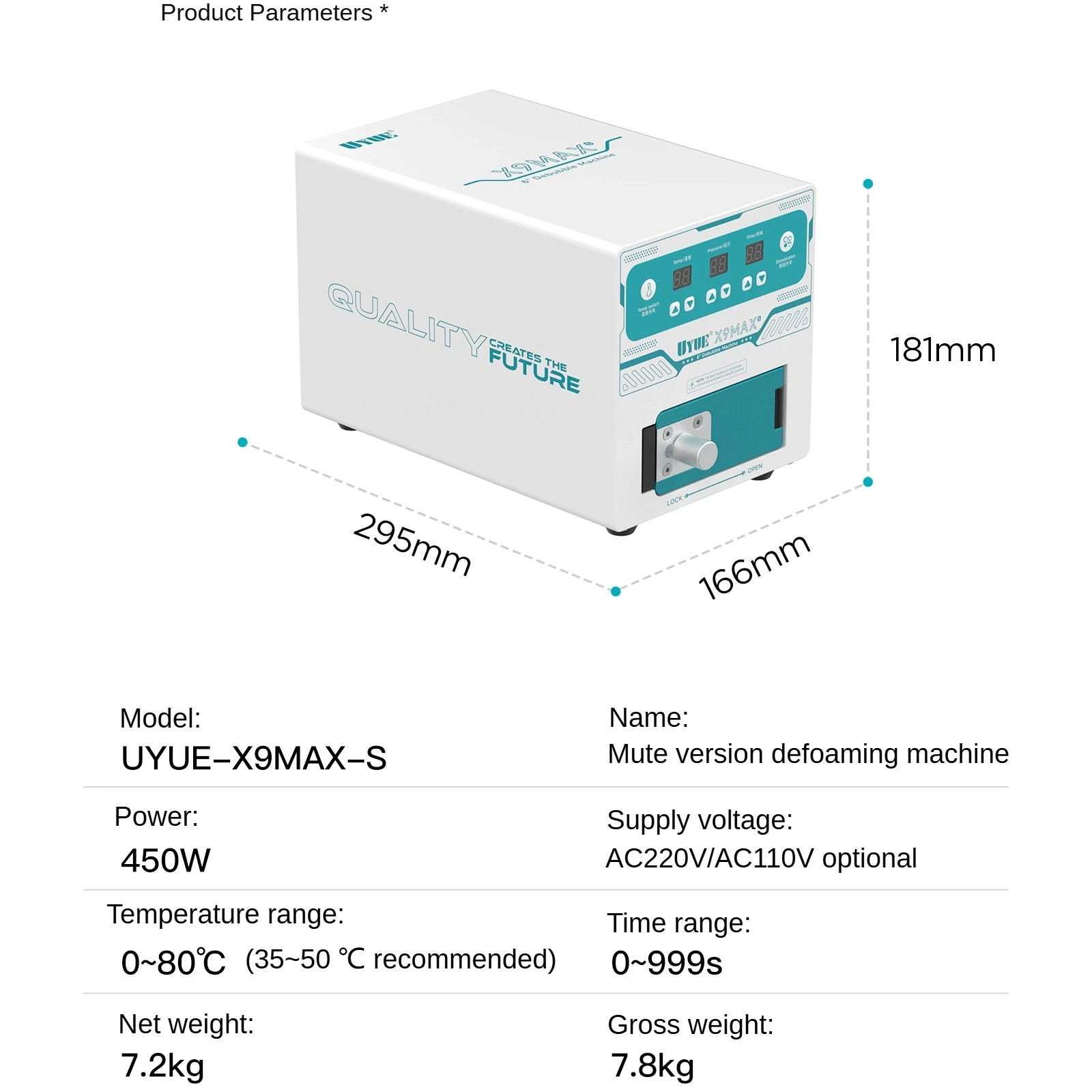 

UYUE X9MAX-S Bubble Remover Machine, Built in Pump, Support Max 8 "Curved and Flat LCD Glass Bubble Remove