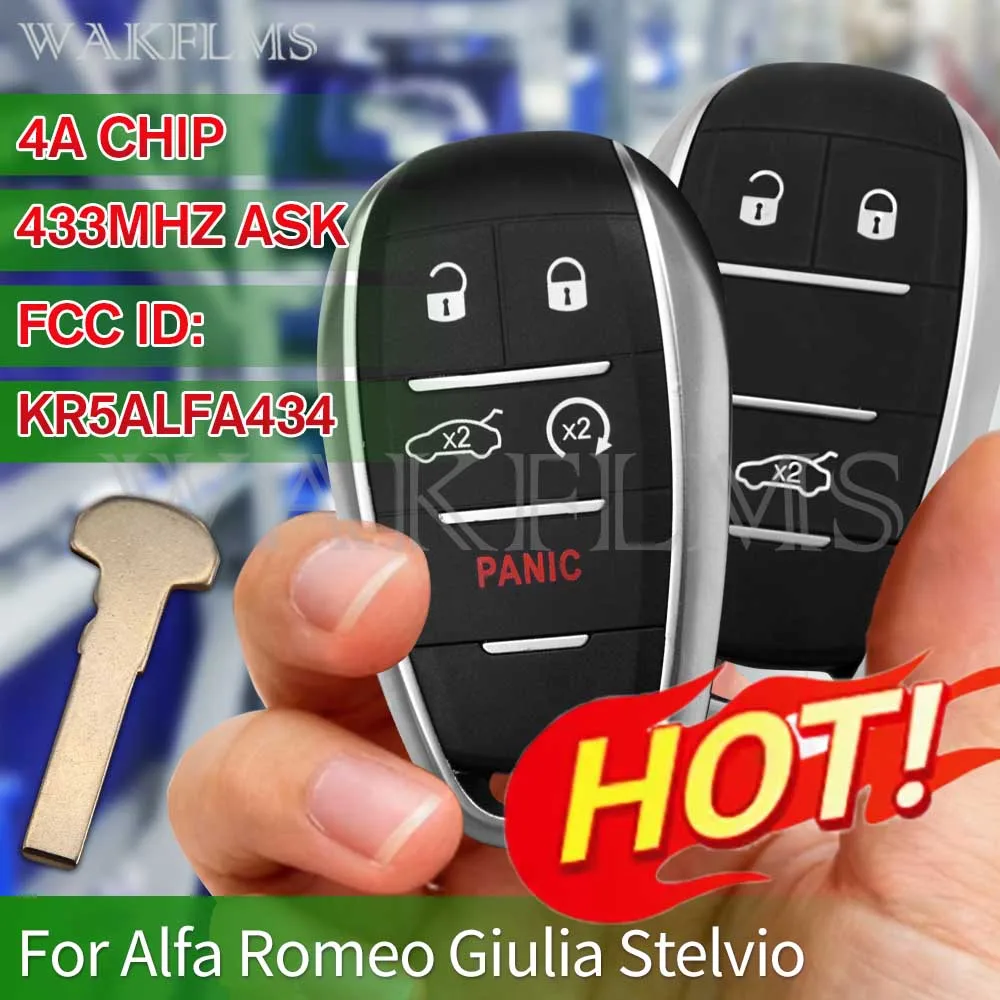 KR5ALFA434 A2C97634900 ALFA434 Für Alfa Romeo Giulia Stelvio 2015 2016 2017 2018 2019 2020 Keyless Go Smart Key 433MHz 4A Chip – Detail 1