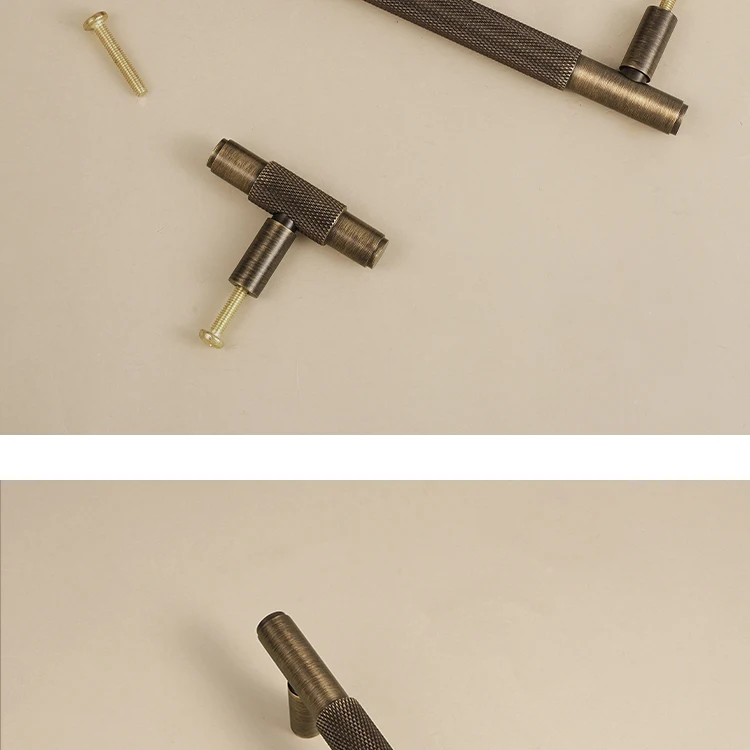 Dooroom Möbelgriffe aus massivem Messing, Kreuzrändelung, Schrank, Kleiderschrank, Kommode, Schuhschublade, Schrankknöpfe, T-Bar-Hardware-Griff – Detail 15