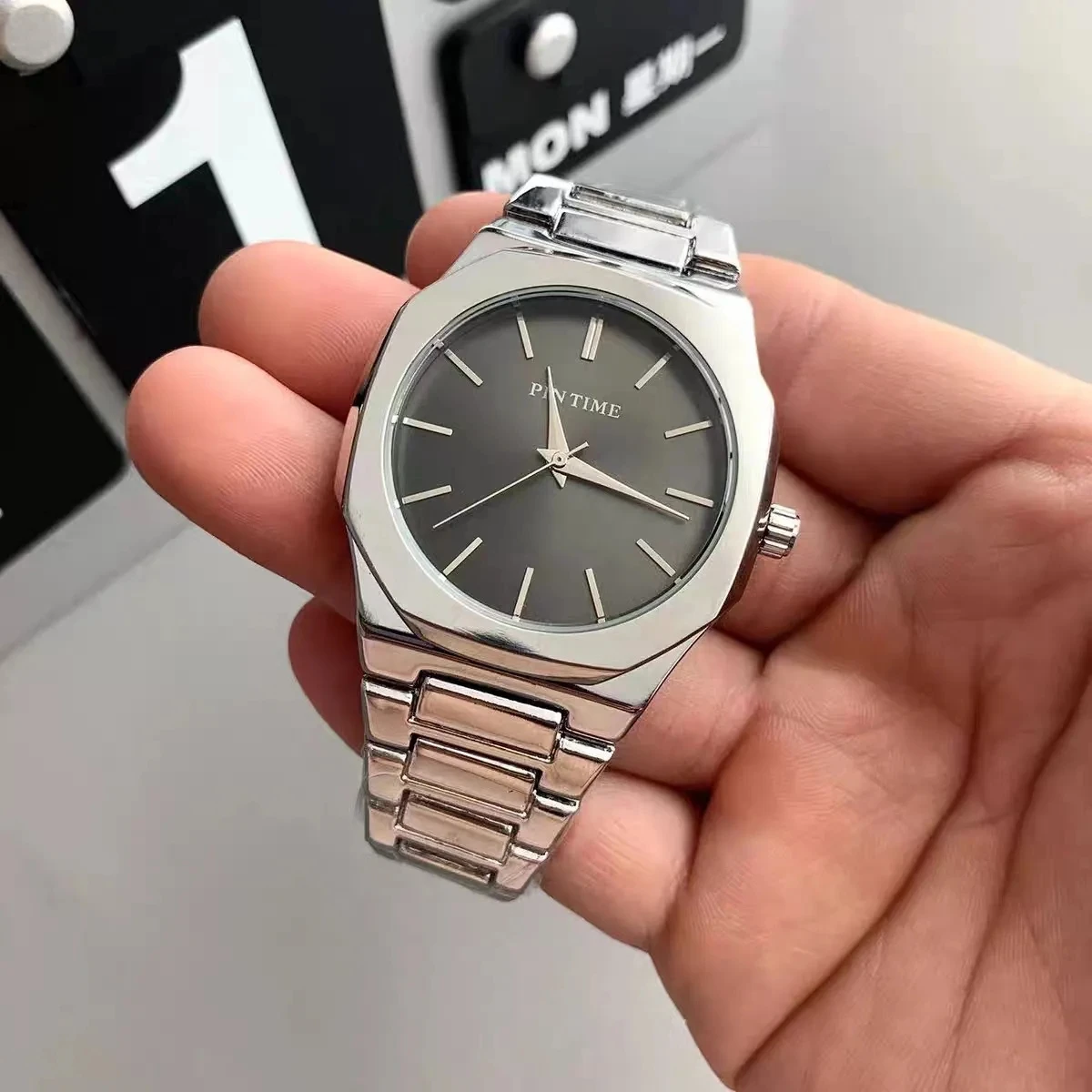 Роскошные уникальные мужские часы из легированной стали и кварцевые часы с простым линейным циферблатом, деловые мужские часы для вечеринок, модные мужские часы