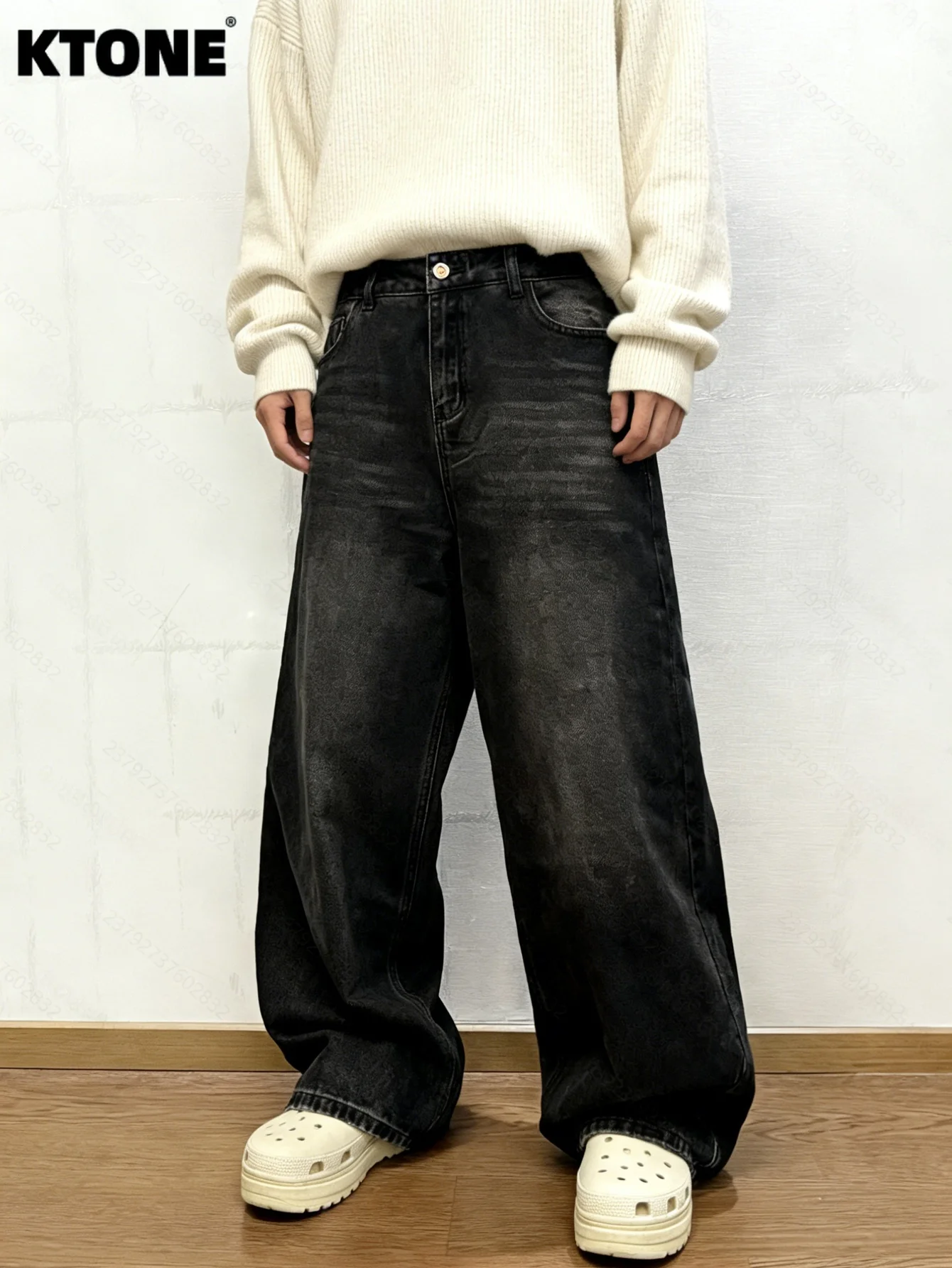 

Мужские широкие джинсы в стиле хип-хоп, оригинальные джинсовые брюки Y2K Drip, без аксессуаров и ремней.