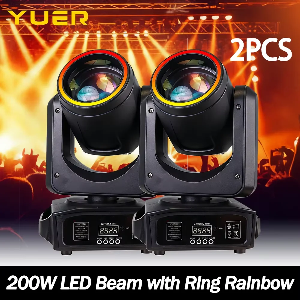 

200 Вт светодиодный луч с подвижной головкой и кольцевым эффектом радуги DMX512 для DJ Disco Party, свадебного бара, клуба