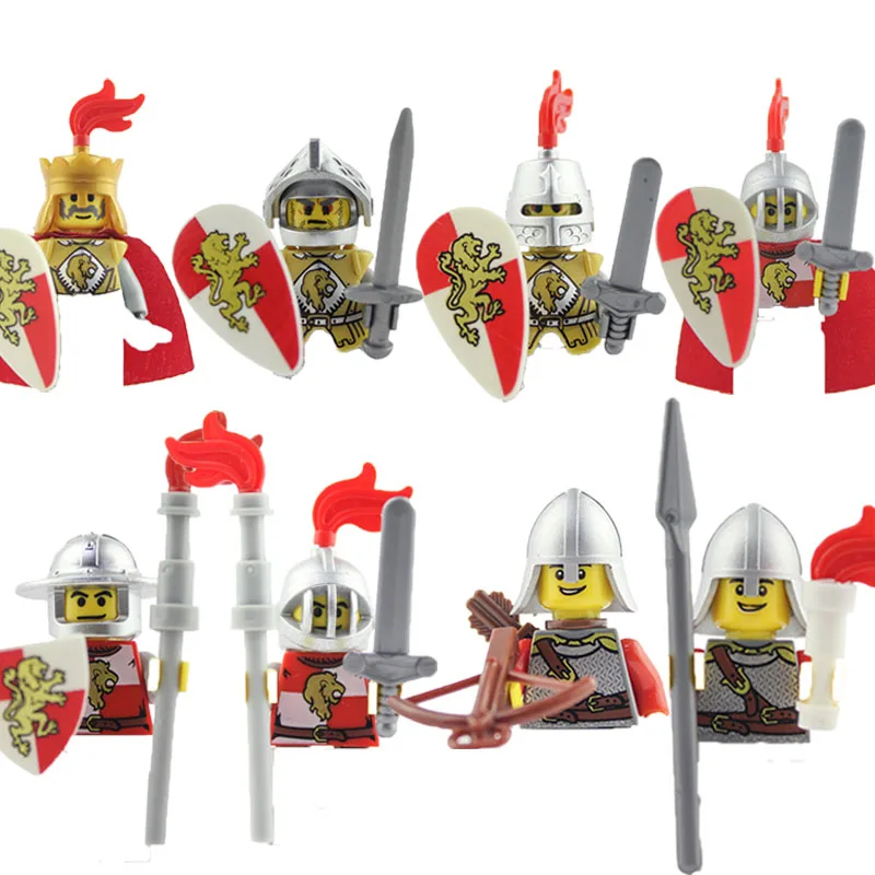 Military Medieval Building Blocks Anime Solider Figures Gifts Toys Weapon Guns Red Lion Blue Lion Shadow Knight Imperial Navy