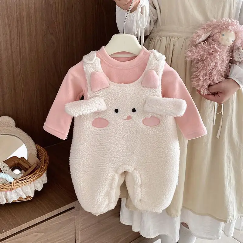 

Осенне-зимний жилет для девочек, комбинезон, многослойный топ, детская одежда для дома, теплая плотная детская одежда Kawaii, комплект детской одежды