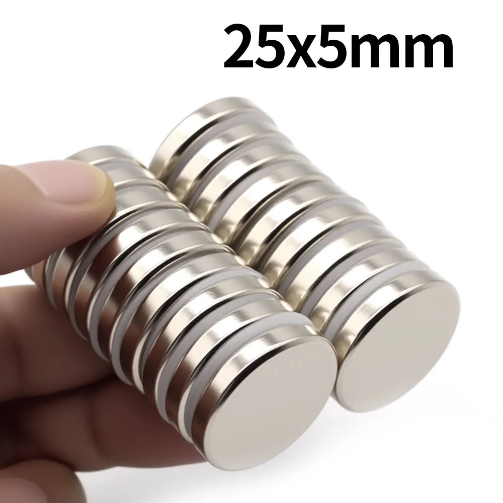 Imán de neodimio súper fuerte de 25x5mm N35 NdfeB imanes magnéticos permanentes imanes potentes redondos imán de refrigerador