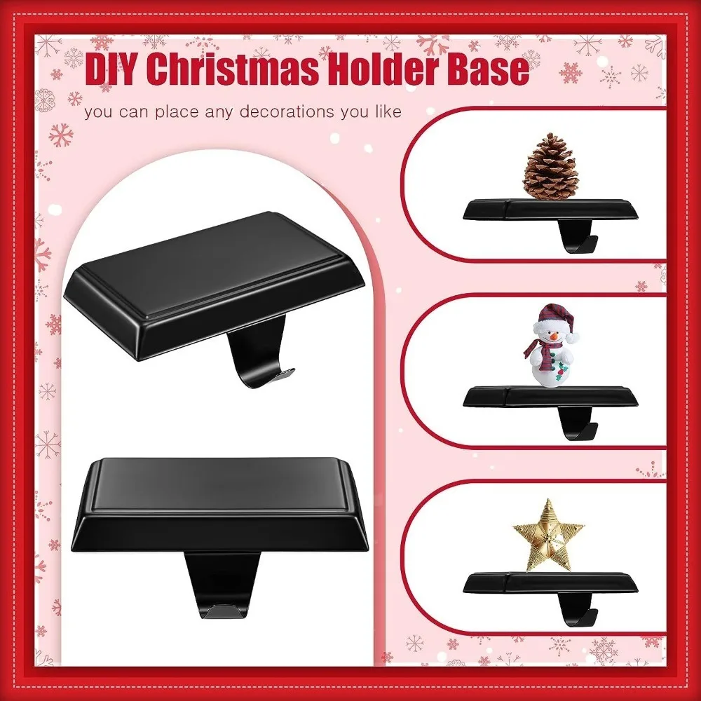 1Pc Non-Slip Christmas Stocking Holder Stainless Steel Hang Fireplaces Shelf Hook Large Load-Bearing Stand Hook