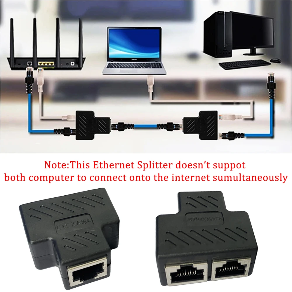 1/2/5Pcs RJ45 Connector 1 To 2 Way LAN Ethernet Cable Network Splitter Coupler RJ45 Cat5/Cate6 Interface Extender Female Adapter