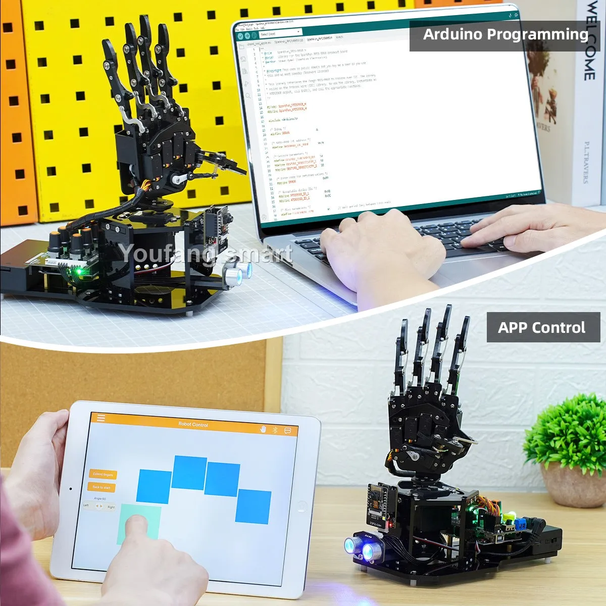 Open Source Code AI Bionic Robot Hand Support Somatosensory Glove 6 Dof Robotic Fingers for Arduino Programming Robot DIY Kit