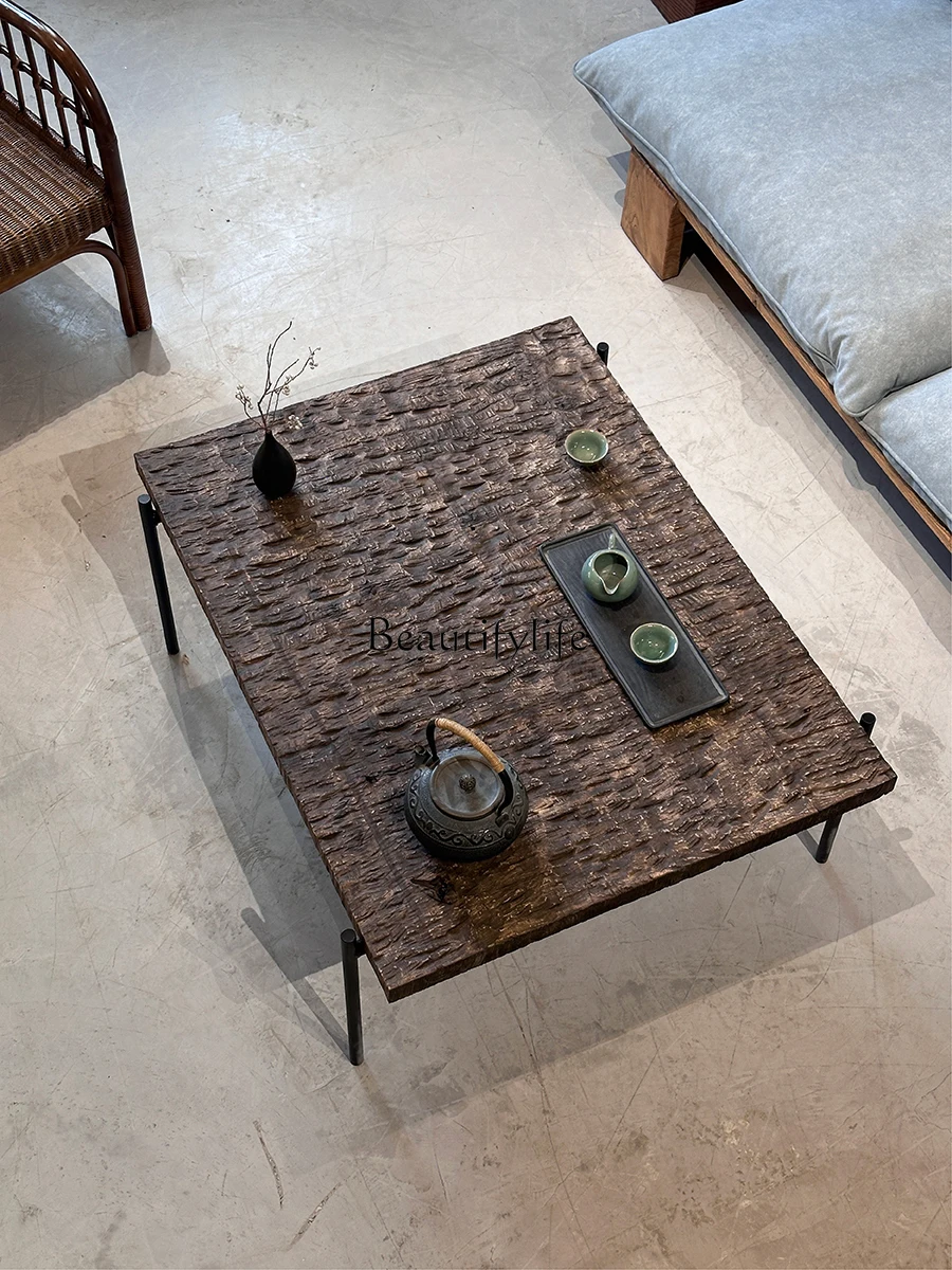 

Wabi-sabi wind coffee table carving creative tea table medieval homestay living room