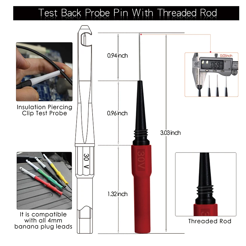 Kit di cavi per multimetro da 25 pezzi, Set di cavi di prova professionali e aggiornati con sonde multimetro placcate in oro sostituibili