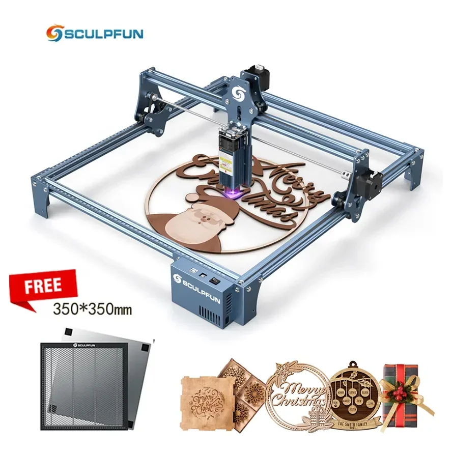 SCULPFUN S9 Lazer Makinesi 90W CO2 CNC Lazer Etkisi Gravür Kesme Aleti Yüksek Doğruluk 410x420mm Oyma Hızlı Montaj