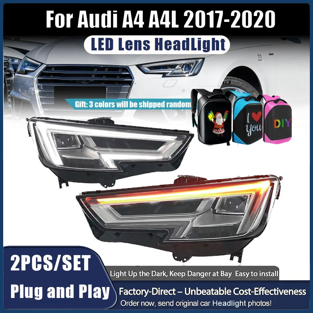 

2pcs Head Lamp for Audi A4 B9 LED Headlight 2017-2020 Headlights A4L RS4 S4 DRL Turn Signal High Beam Angel Eye Projector Lens