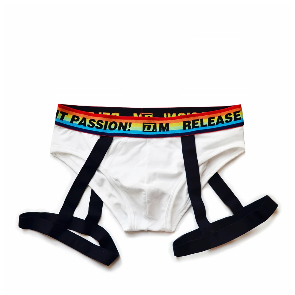 Men's Underwear  Rainbow Solid Color Triangle Pants Personalized Trendy Black And White  Minimalist Suspender