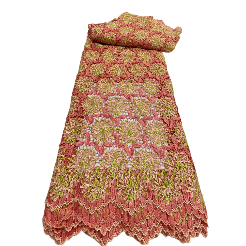 

African Guipure Cord Lace Embroidery 2025 Nigerian Multicolor Sequins Water Soluble Lace Fabrics French Mesh Fabric For Wedding