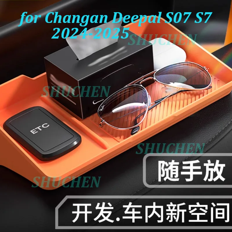 

Автомобильный ящик для хранения за экраном для Changan Deepal S07 S7 2024-2025, приборная панель, силиконовый магнитный ящик ETC, аксессуары для интерьера