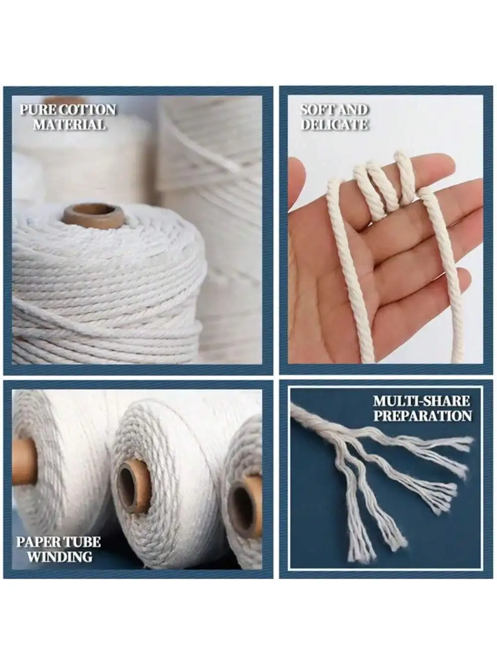 10 Meter Makramee-Schnur Seil Natürliche Baumwolle Makramee Gedrehte Kordel Geflochtenes Handwerk DIY Heimtextilien Weihnachten – Detail 9