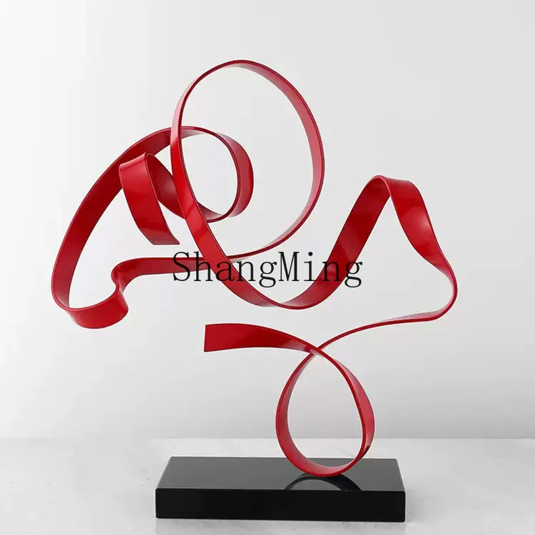 

DSA Modern Art Creative Wrought Iron Sculpture Ribbon Ornament Model House Entrance Tabletop Ornament